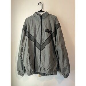 US Army IPFU Jacket Mens XLT Gray Lined Physical Training Uniform Windbreaker